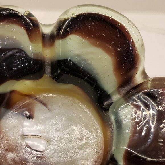 THICK Glassflower shaped Ashtray Bowl Dish Trinket Holder tealight  purple w - Picture 2 of 10